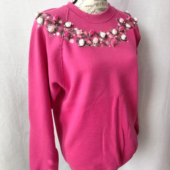Festive Bright Pink LARGE Long Sleeve Sweatshirt - Picture 5 of 11
